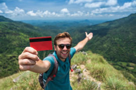 A credit card traveler in the mountains