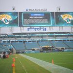 Due to weather delays, the NFL football game between the Baltimore Ravens and the Jacksonville Jaguars was postponed on Sunday, November 27, 2022 in Jacksonville, Florida.