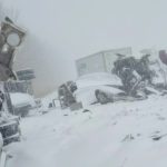 Truckers Travel I70 In The Eastern Plains After Snow Storm Causes Series Of Pileups