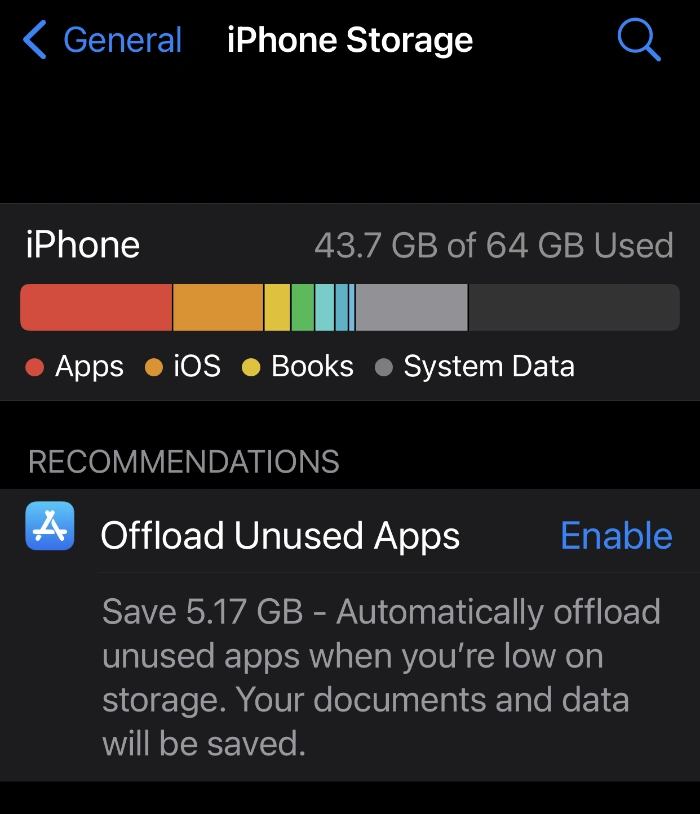 iphone storage