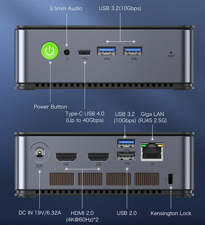 GMKtec NucBox K4 Ryzen 9 PC ports and connections