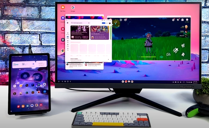 Galaxy Tab S9 tablet used as a desktop PC