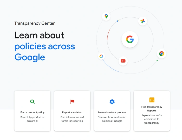 Google Transparency Center website