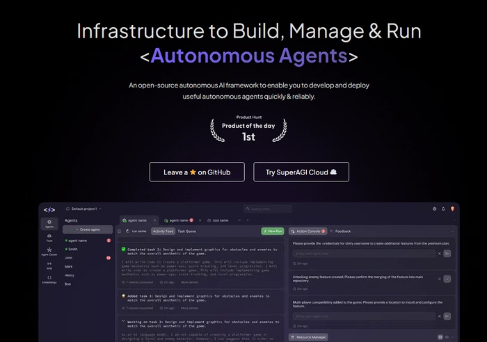 SuperAGI autonomous AI agent deployment