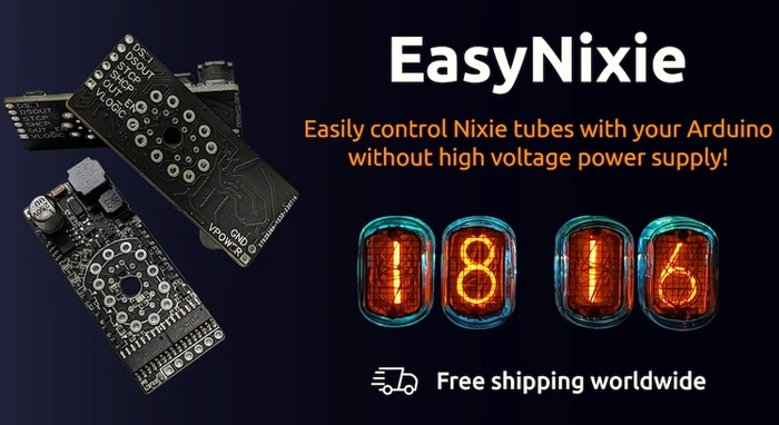 EasyNixie Arduino compatible low-voltage Nixie Tube driver module