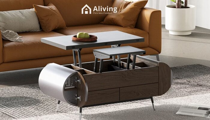 Aliving multi-functional foldout coffee table, desk and table