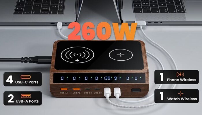 Chagdin 260w desktop charging station with real-time display