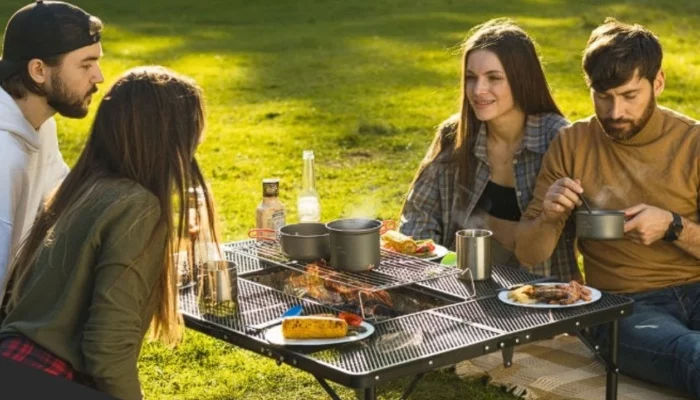 AroundFire outdoor portable cooking station and grill table