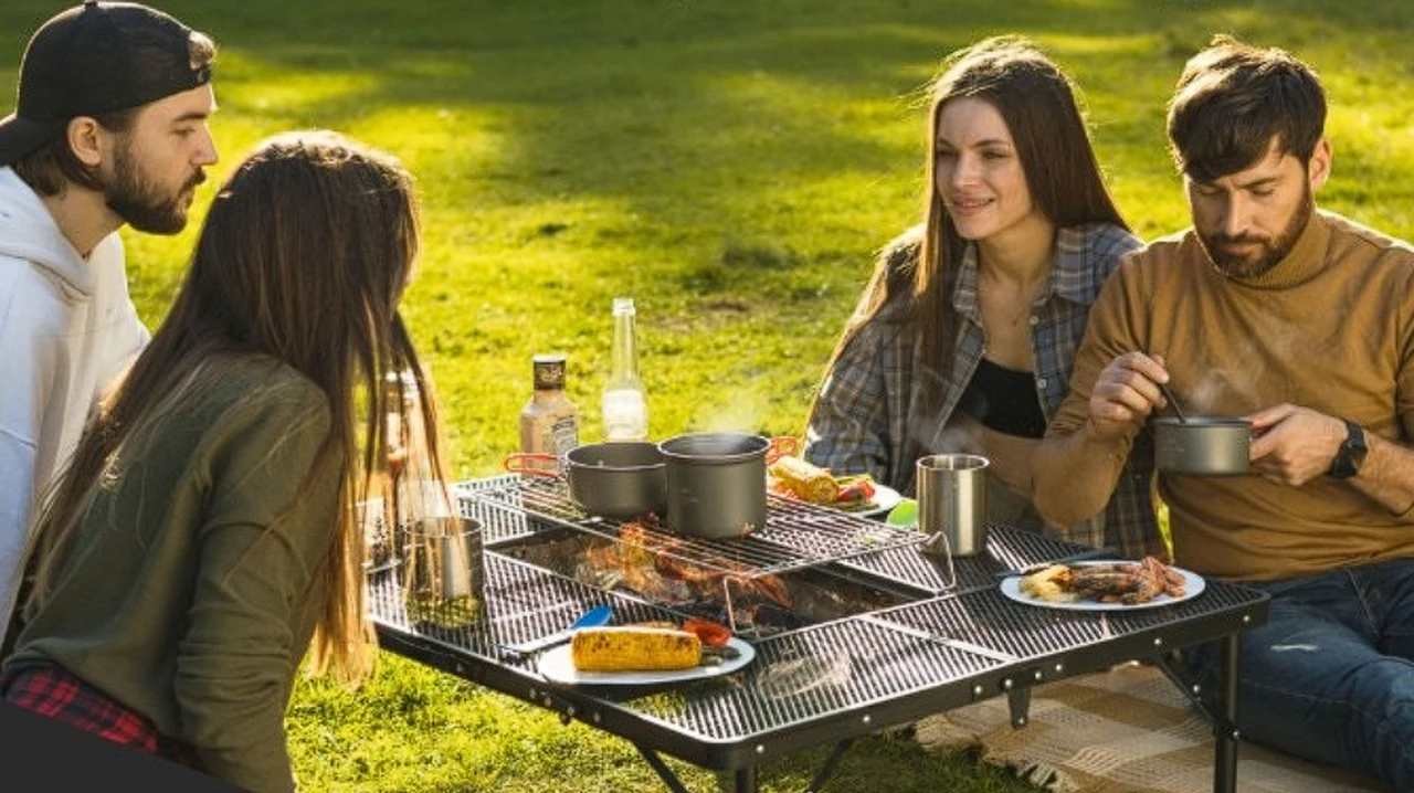 AroundFire outdoor portable cooking station and grill table