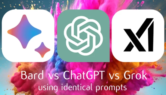 ChatGPT vs Bard vs Grok comparison using identical prompts