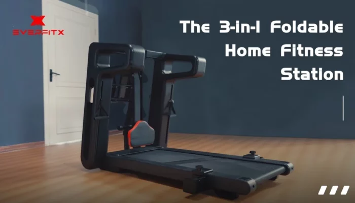 EverFitX home gym treadmill, fitness pump, and rowing machine